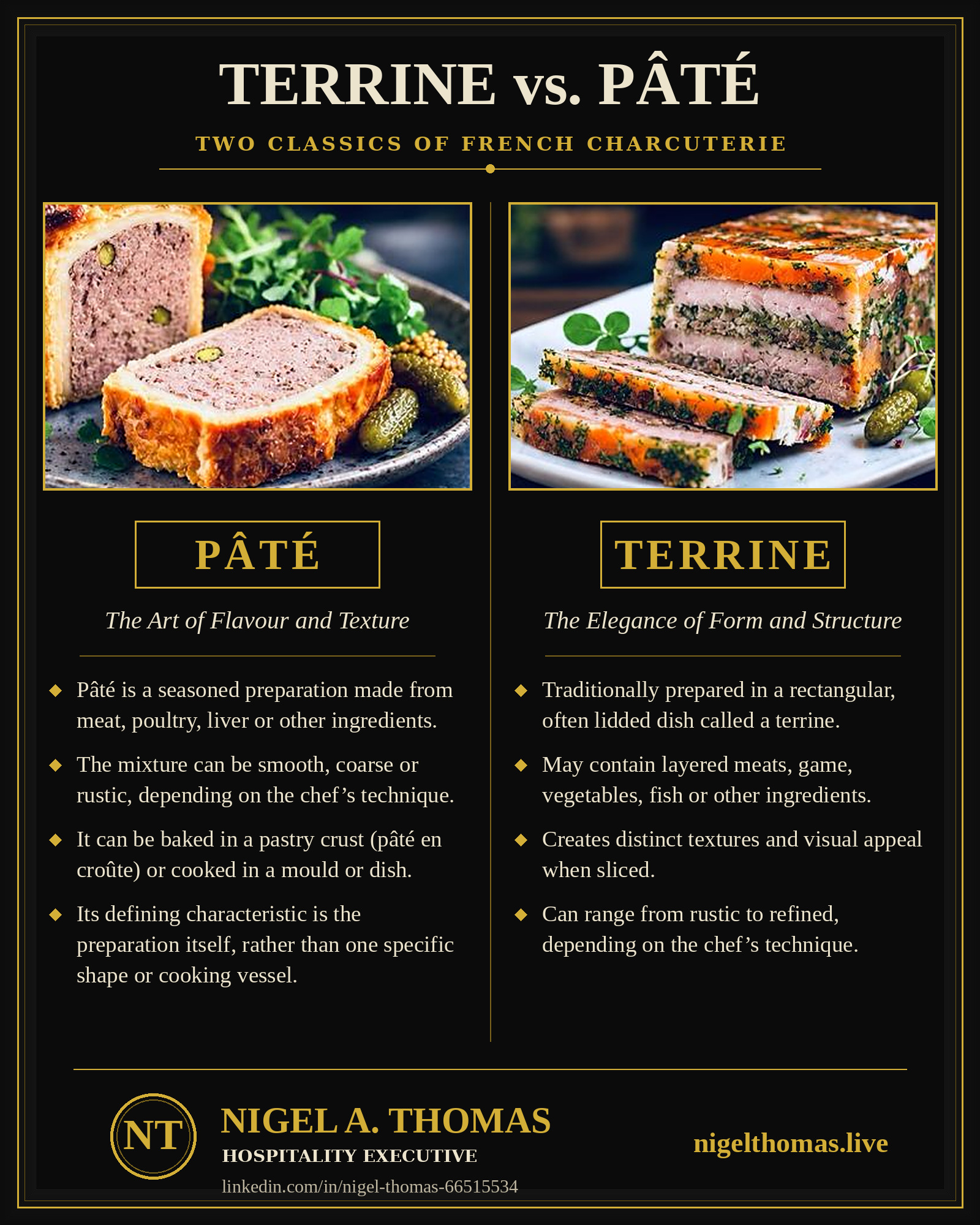 Terrine vs Pâté: Two Classics of French Charcuterie infographic poster by Nigel A. Thomas
